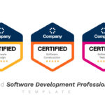 certified software development professional design template certificate company training badge logo vector