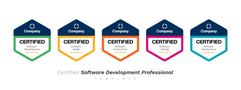 certified software development professional design template certificate company training badge logo vector