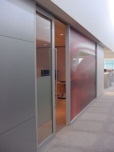 sliding pocket glass doors save space in office design avanti systems