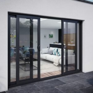 Customized Aluminum Alloy Double Tempered Glass Sliding Door Balcony Courtyard Avoid Hurricane