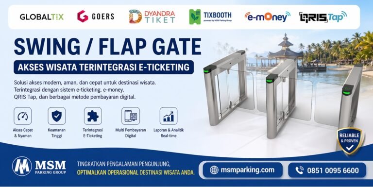 Akses wisata flap swing barrier