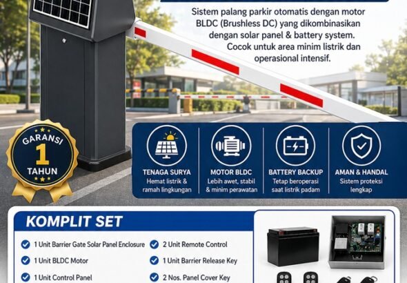 Palang parkir barrier gate solar panel