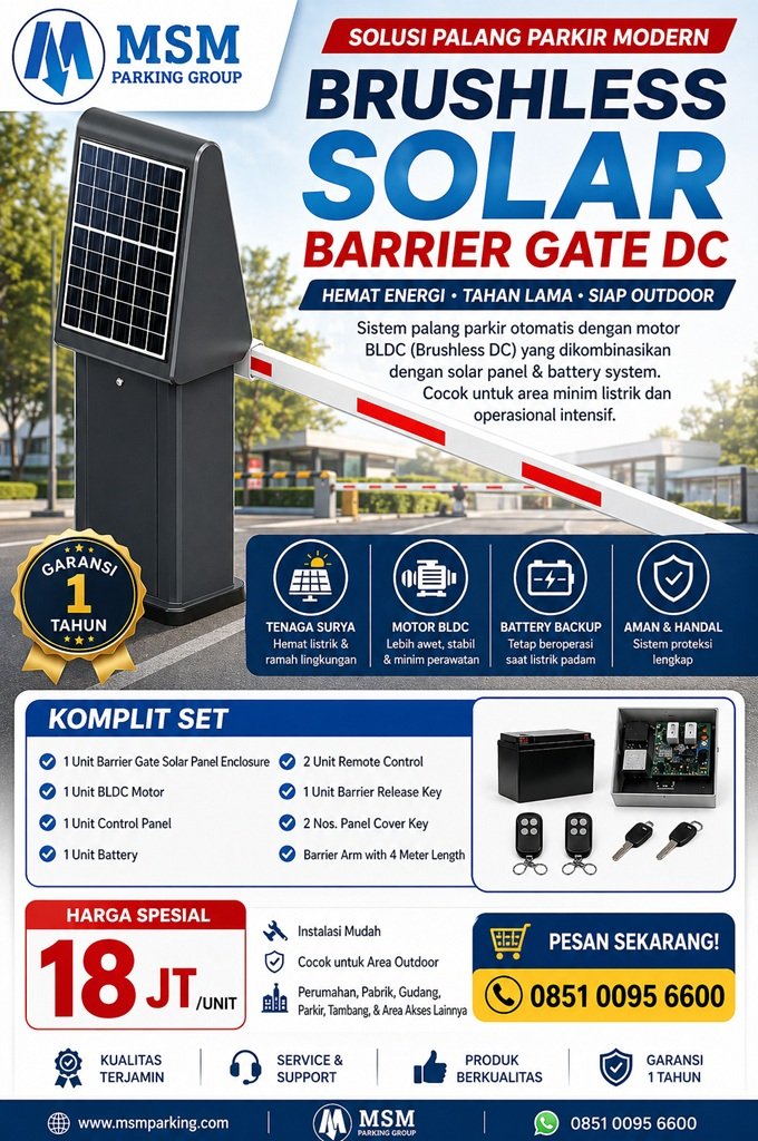 Palang parkir barrier gate solar panel