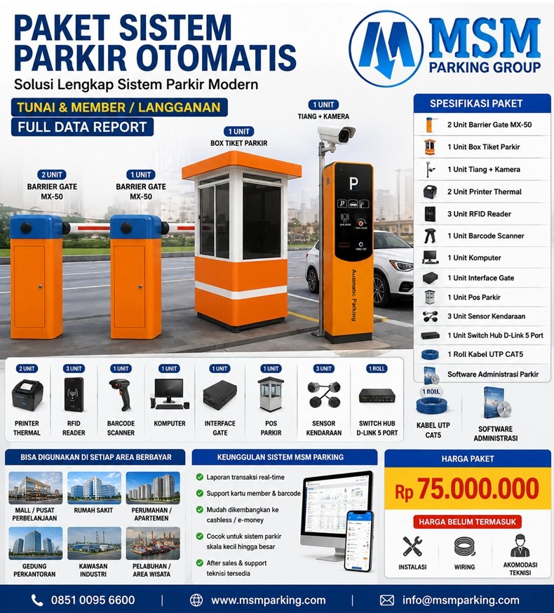 Paket Sistem Parkir manless murah